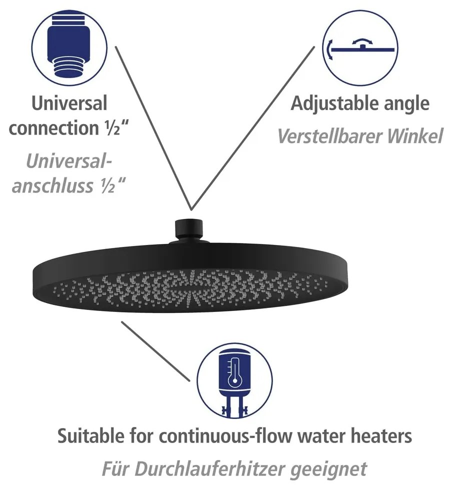 Set de duș negru din oțel inoxidabil 120 cm Soft Water – Wenko