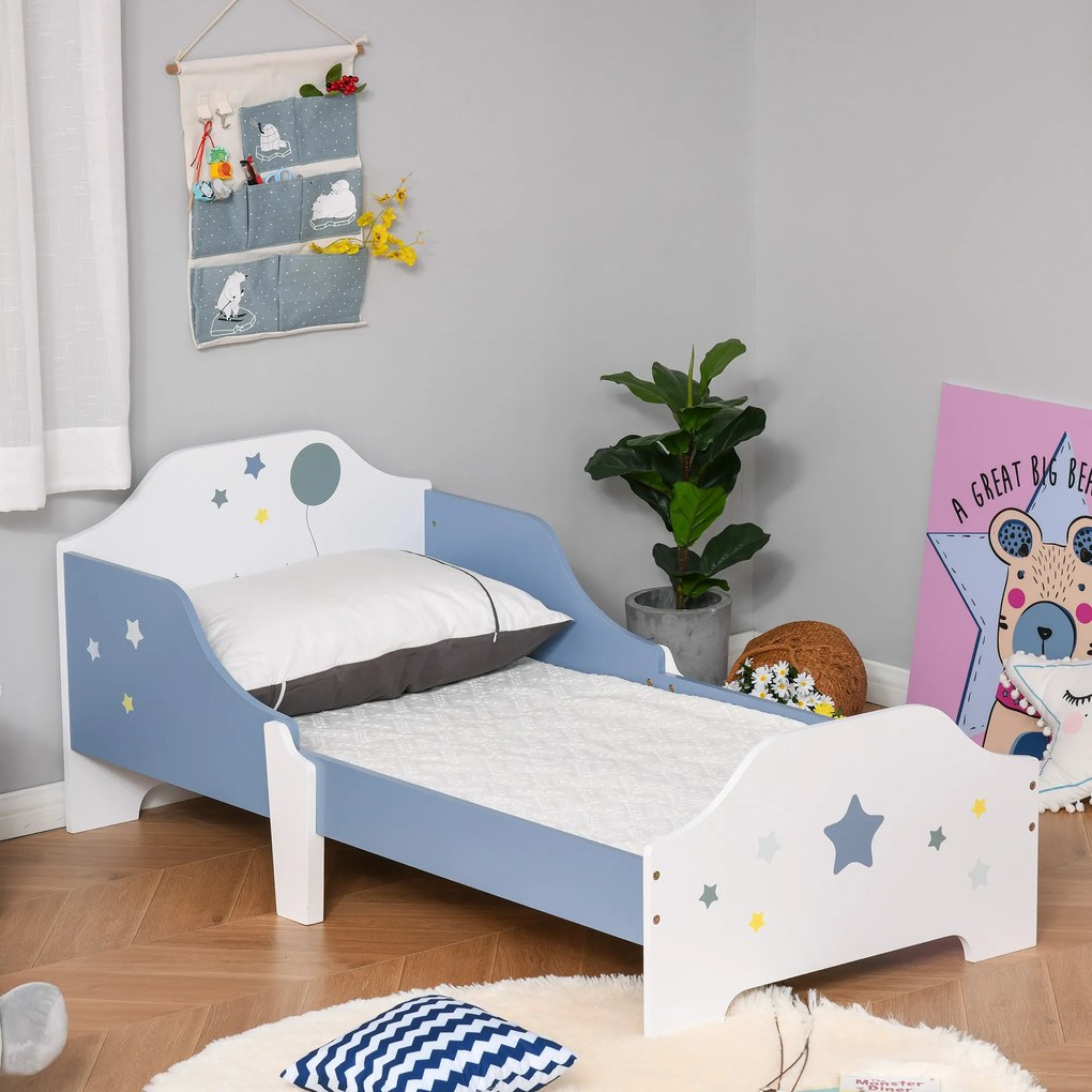 HOMCOM Pat Copii cu Protecții Laterale Siguranță, pentru +3 Ani, 143x74x59cm | Aosom Romania