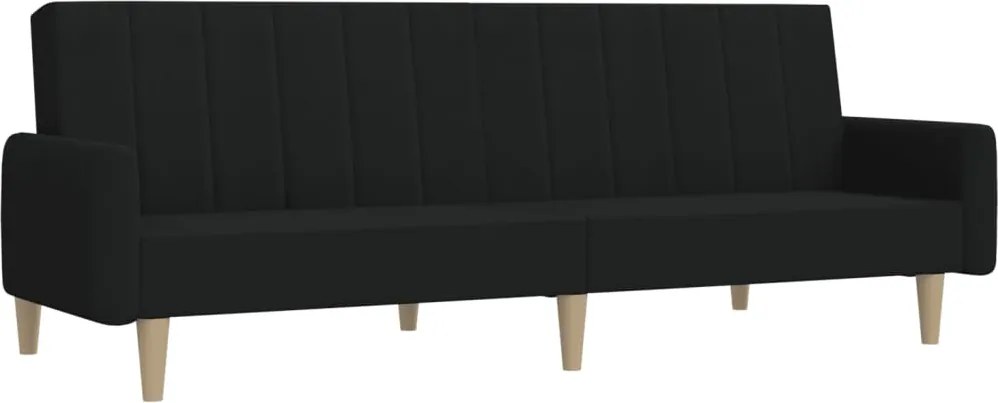 vidaXL Canapea extensibilă cu 2 locuri, negru, material textil