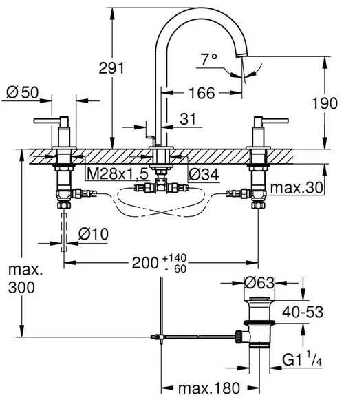 Baterie lavoar 3 elemente Grohe Atrio M crom dubla comanda