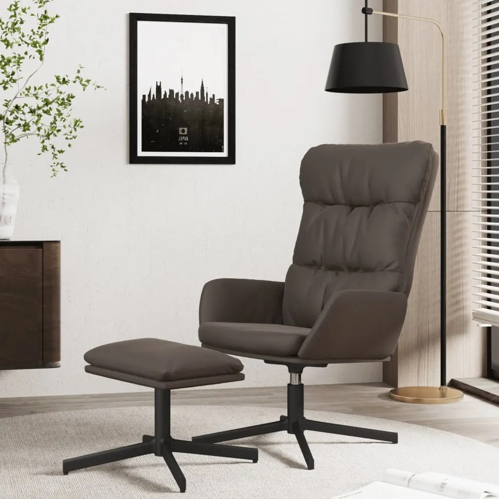 3097607 vidaXL Scaun de relaxare cu taburet, maro, piele ecologică