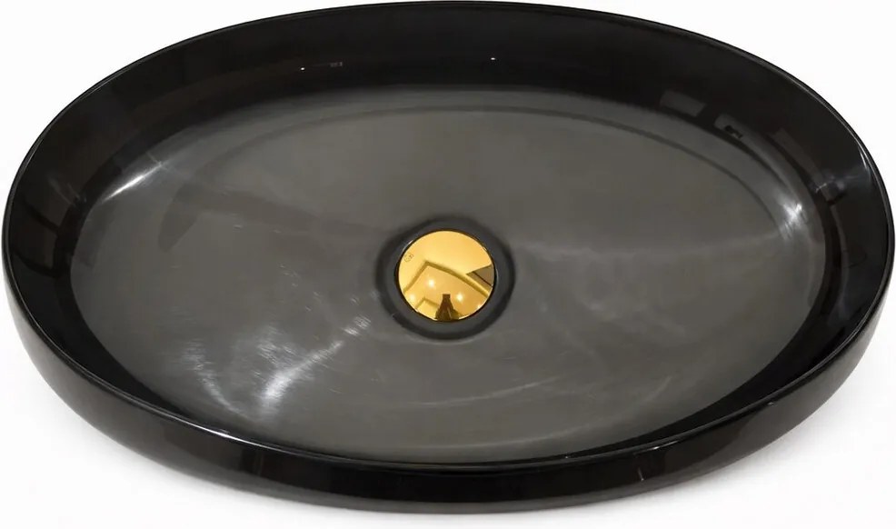 Lavoar din rasina pe blat Rune Bjorn 58 cm negru fumuriu
