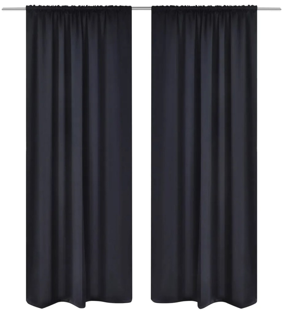 Draperii opace cu rejansă, 2 buc., negru, 135 x 245 cm