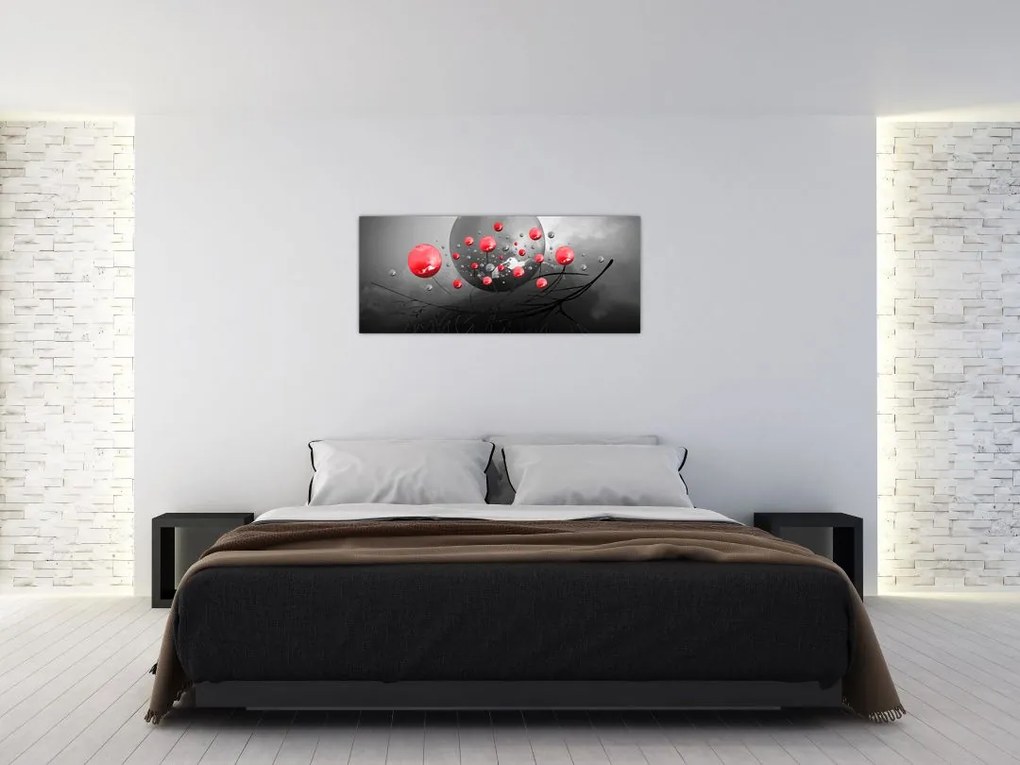 Tabloul cu bile abstracte roșii (120x50 cm)