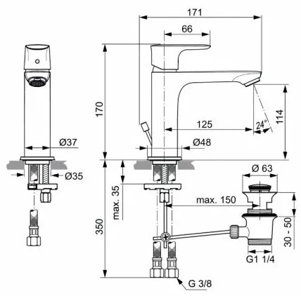 Baterie lavoar Ideal Standard Connect Air Grande