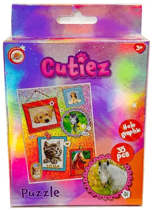 Animale Cutiez puzzle mini holografic 35 piese