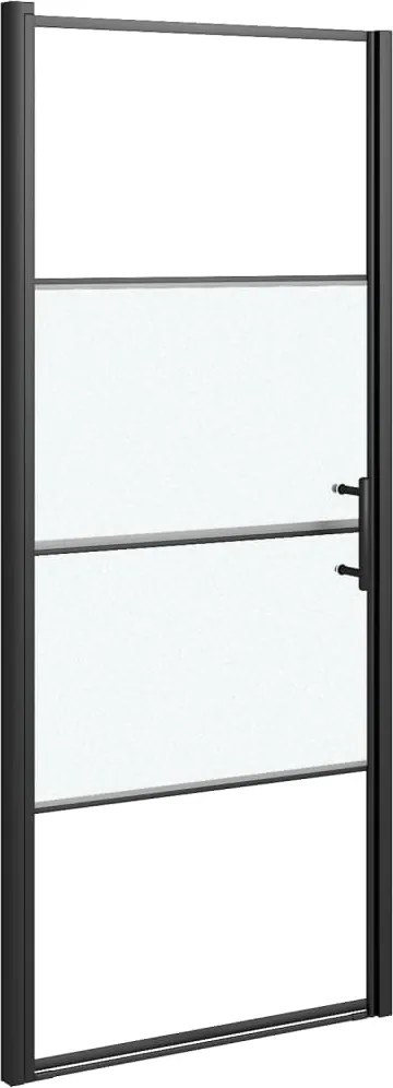 vidaXL Ușă de duș, negru, 81x195 cm, sticlă securizată semi-mată