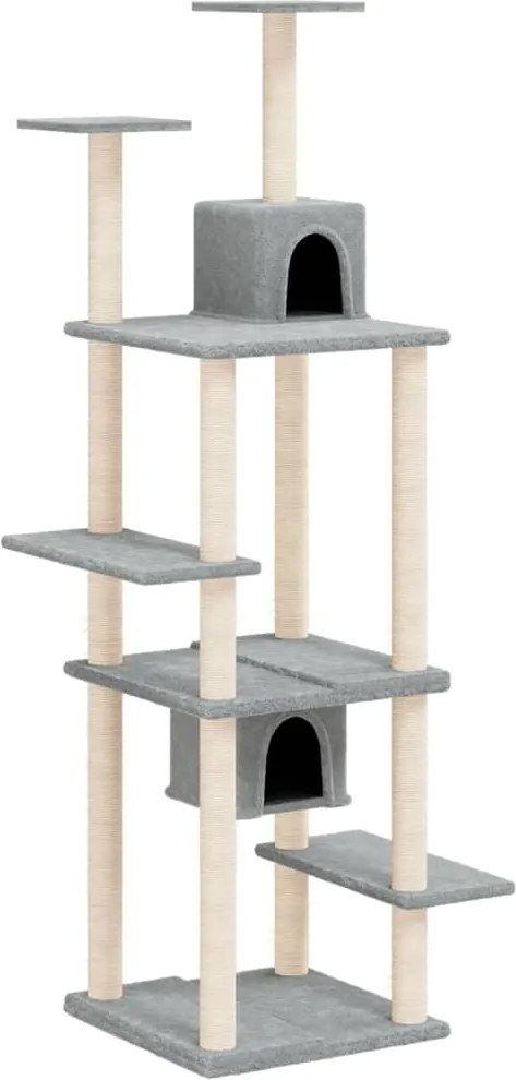 vidaXL Ansamblu de pisici, stâlpi din funie sisal, gri deschis, 176 cm