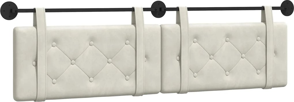 vidaXL Cap de pat suspendat Pe perete Crem 190 x 55 x 5 cm Catifea