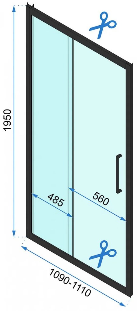 Usa de nisa culisanta Rea Rapid Slide 110 cm sticla 6 mm negru