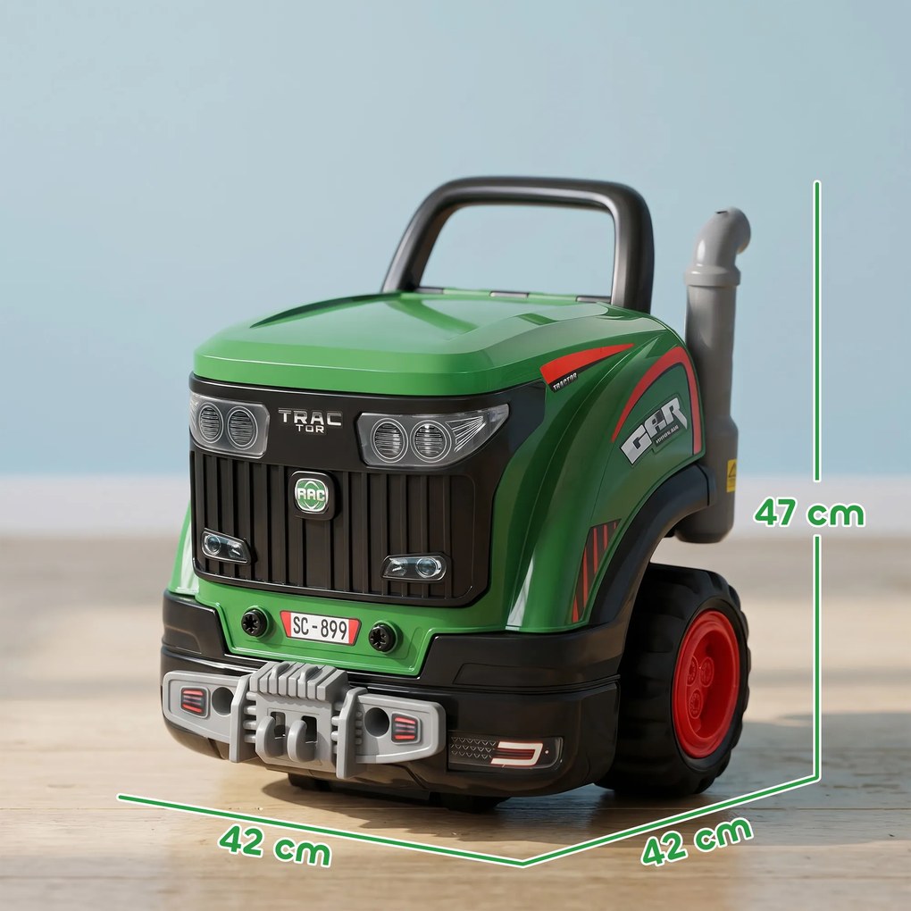 AIYAPLAY Atelier Camion Jucărie pentru Copii cu Motor, 60 Accesorii, Lumini și Sunete, 42x42x47 cm, Verde | Aosom Romania