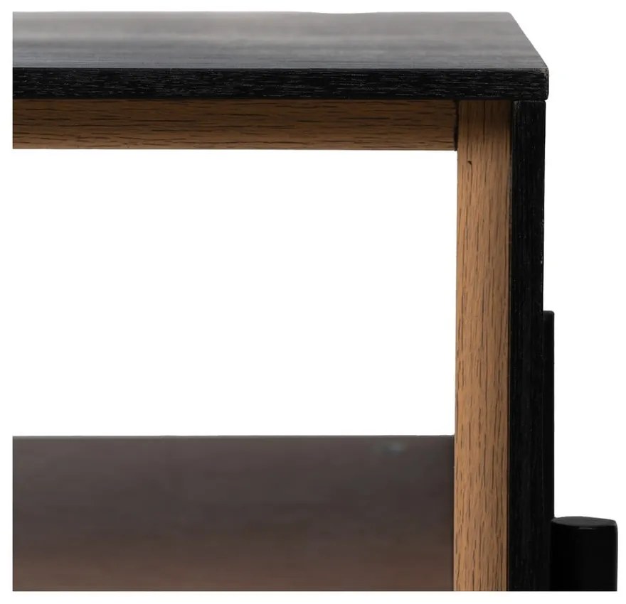 Măsuță de cafea neagră/în culoare naturală cu aspect de lemn de frasin 60x124 cm Orleans – Ixia