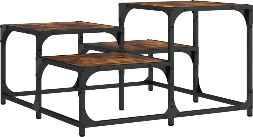 vidaXL Masă de cafea, stejar fumuriu, 68x68x40 cm, lemn compozit