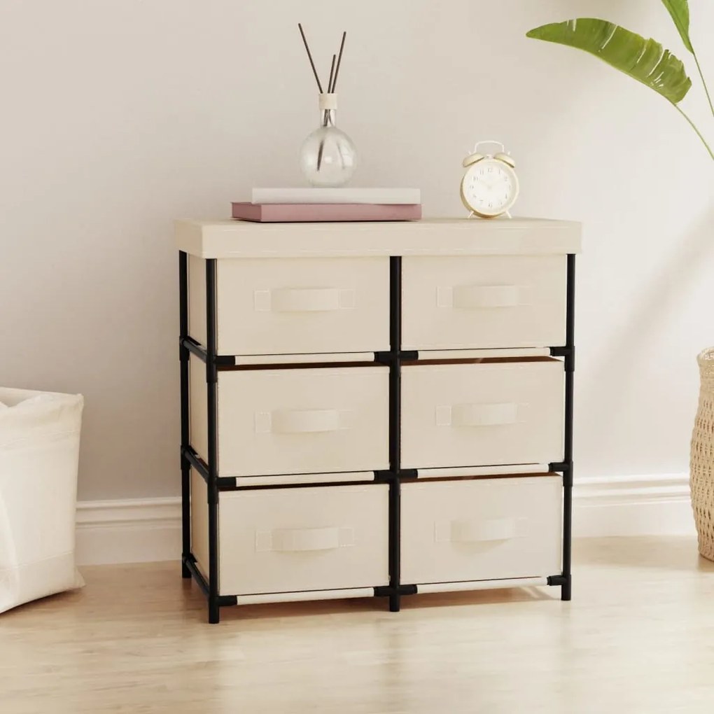 vidaXL Dulap de depozitare cu 6 sertare, crem, 55x29x55 cm, oțel