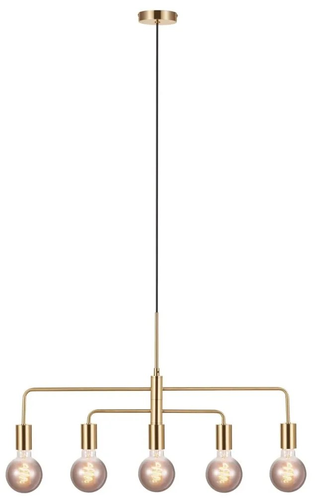 Pendul cu 5 surse de iluminat modern Gloom alama