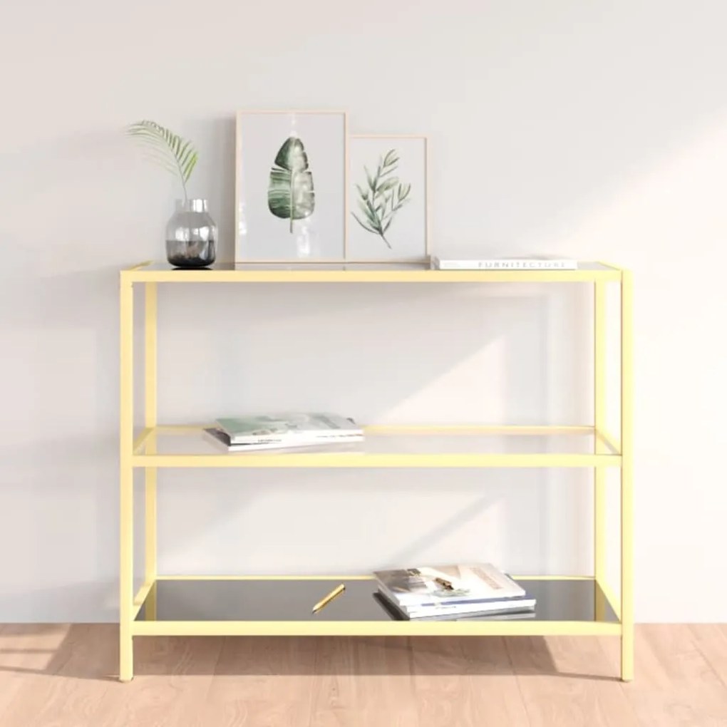 331634 vidaXL Raft, negru și transparent, 100x36x90 cm, sticlă securizată