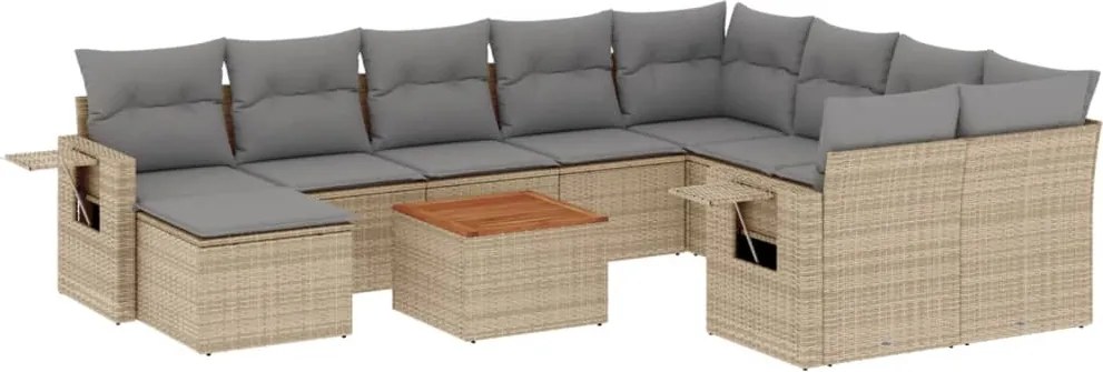 vidaXL Set canapele de grădină cu perne, 11 piese, bej, poliratan