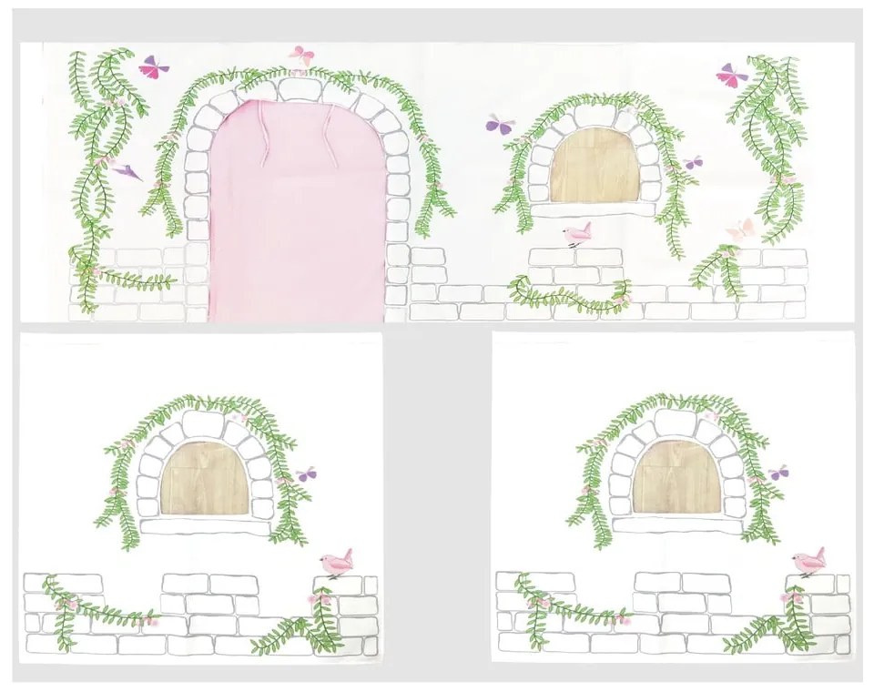 Draperie pentru copii pentru pat 3 buc. 195x75 cm Birdy – Vipack