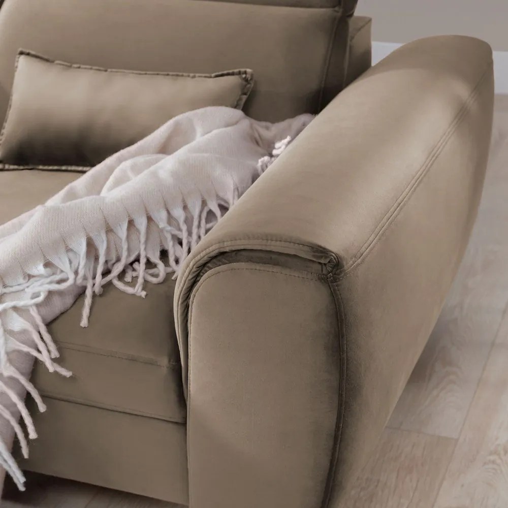 Colțar maro deschis extensibil/cu spațiu de depozitare cu tapițerie din catifea (cu colț pe partea stângă/cu șezlong) Foble – ELTAP