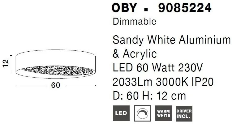 Plafoniera LED dimabila design modern Oby alb 45cm
