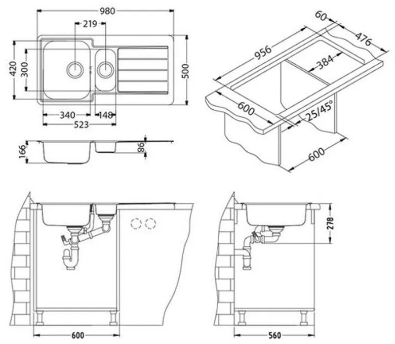 Chiuveta bucatarie inox doua cuve culoare antracit Alveus Monarch Line 10 Antracit