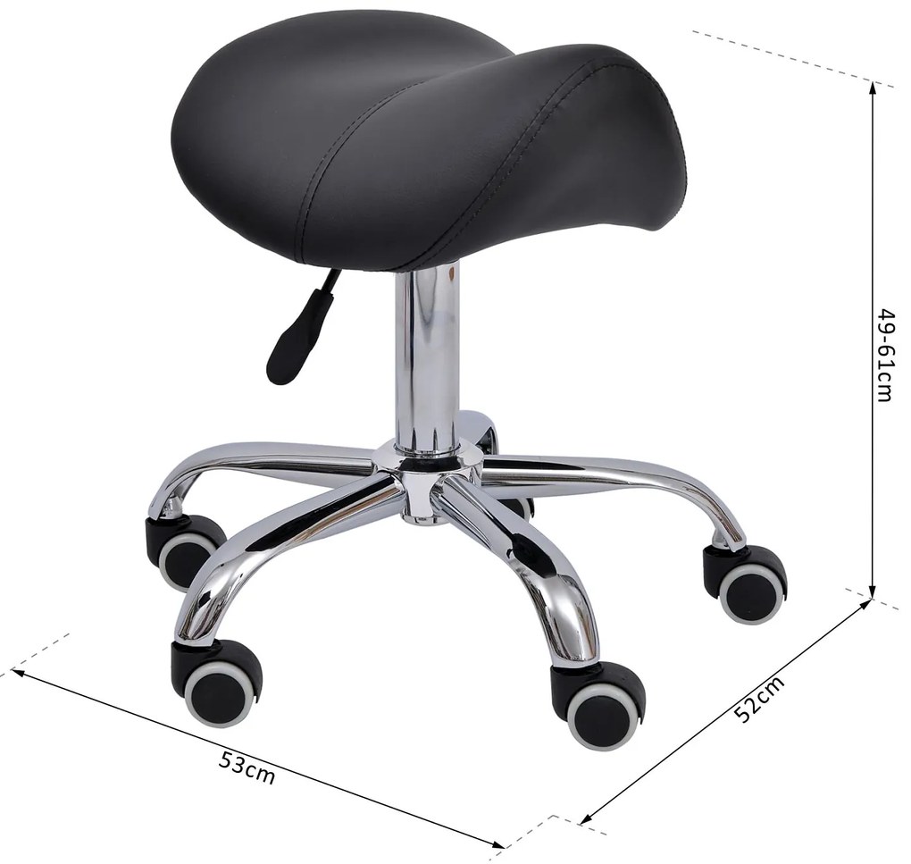 HOMCOM Scaun Ergonomic pentru Coafură, Reglabil, Tip Șa, Confort Superior, Negru | Aosom Romania