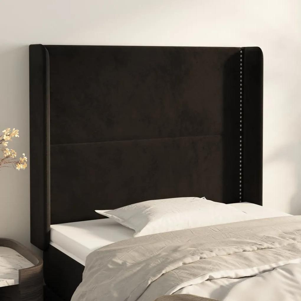3119484 vidaXL Tăblie de pat cu aripioare, negru, 103x16x118/128 cm, catifea
