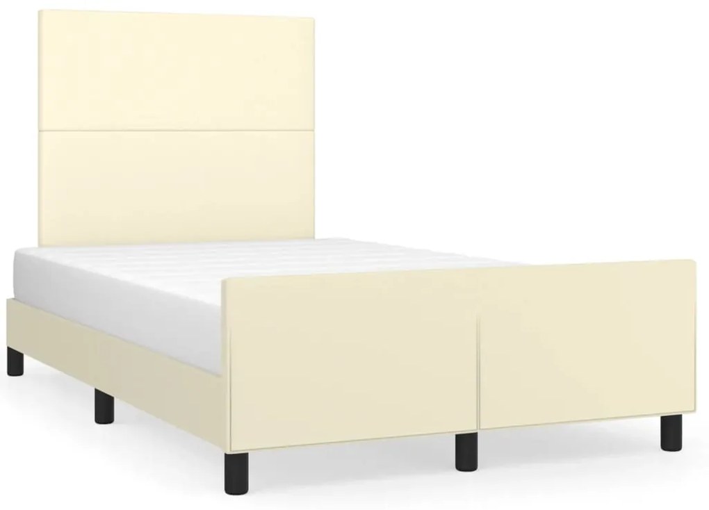 3125441 vidaXL Cadru de pat cu tăblie, crem, 120x200 cm, piele ecologică