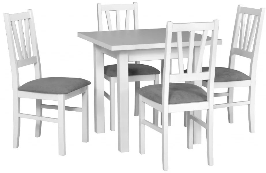 Scaun living/bucatarie Bosini 5, alb/gri catifea, 40x43x94 cm, UnicSpot
