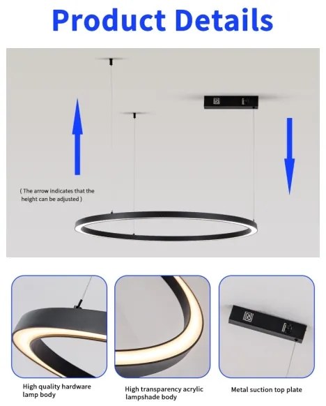 Immax NEO 07215L-LED Lustr FINO 60W/230V 80cm negru, dimabil, Tuya+DO