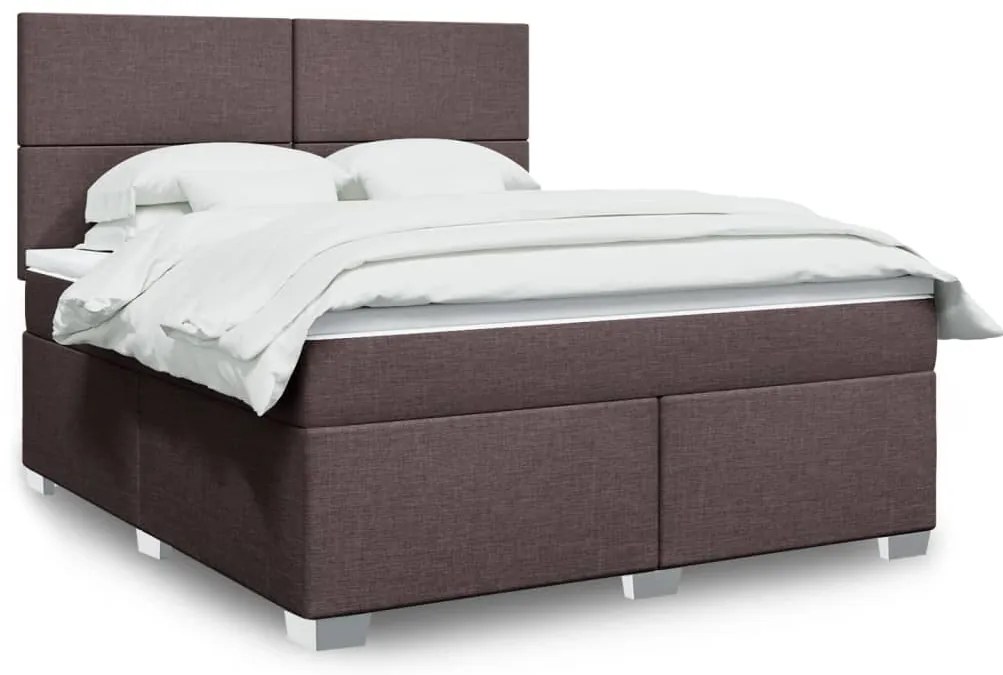 vidaXL Pat continental cu saltea maro închis 180x200cm material textil