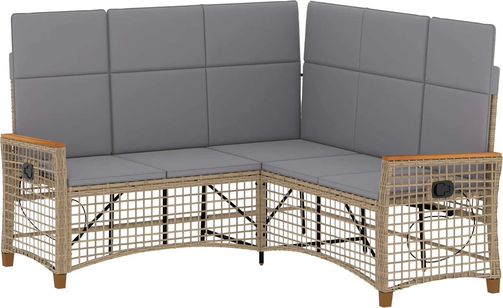 vidaXL Set de canapele reclinabile pentru grădină Beige și gri deschis