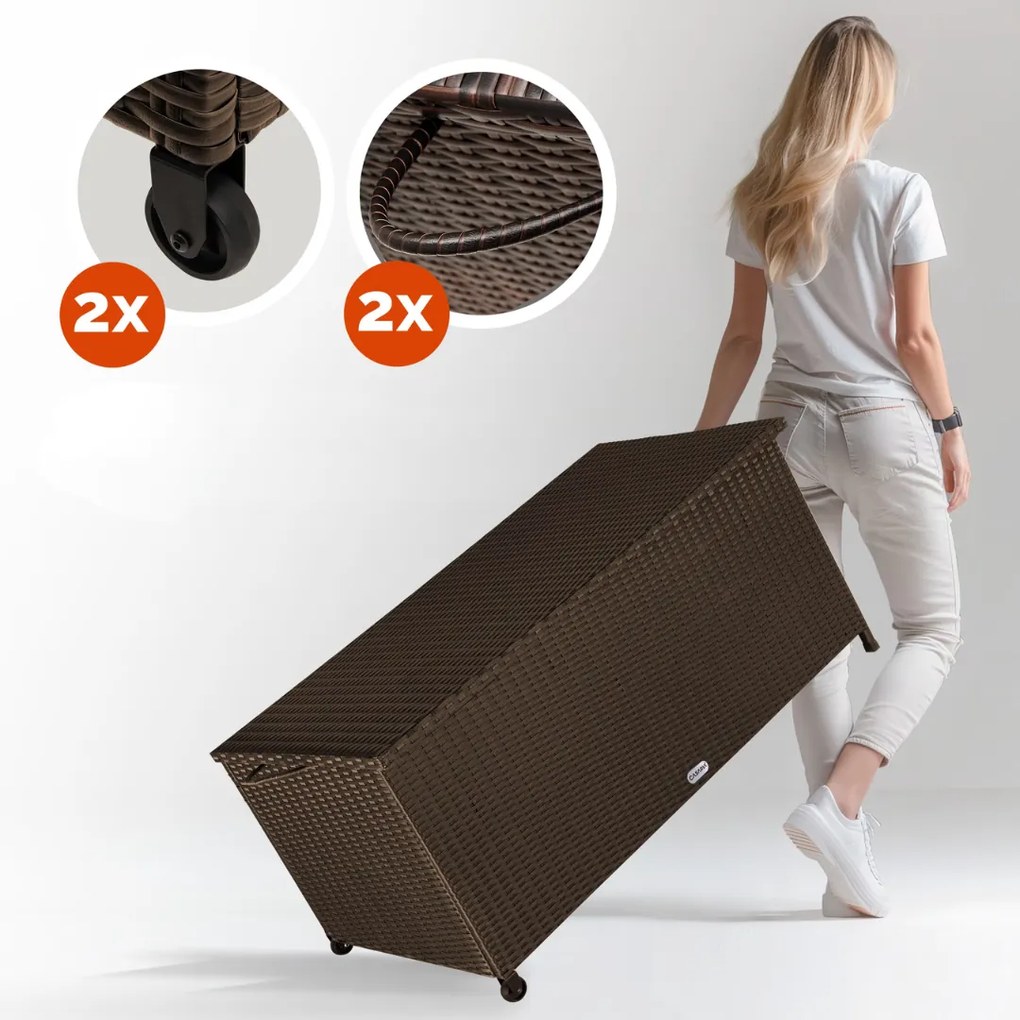 Ladă de depozitare din poliratan RICCO, 117 x 53 x 60cm, maro Casaria