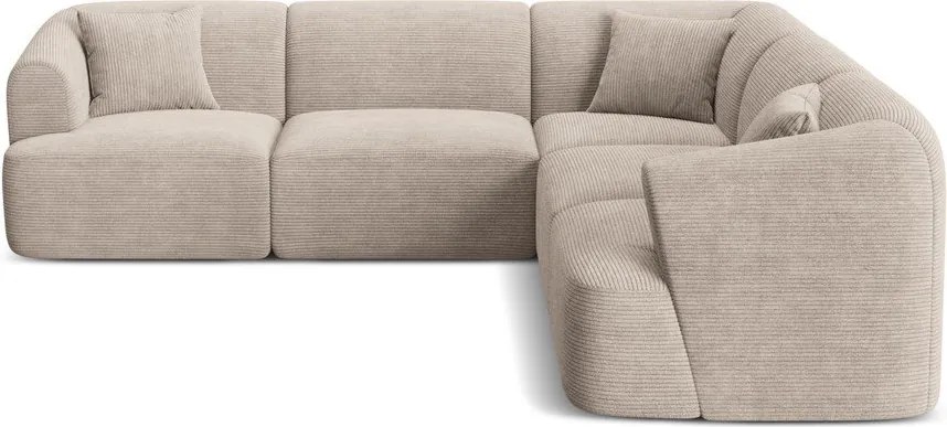 Colțar maro deschis cu tapițerie din catifea reiată Campi – Cosmopolitan Design