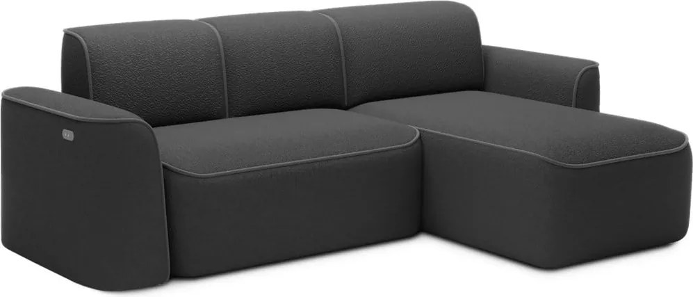 Colțar gri închis cu tapițerie din țesătură bouclé (cu colț pe partea dreaptă/cu șezlong) Ume – ELTAP