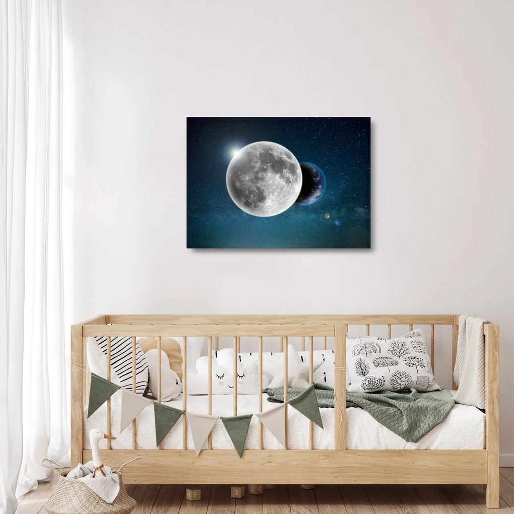 Tablou pe sticlă - Pământul în eclipsa de lună (70x50 cm)