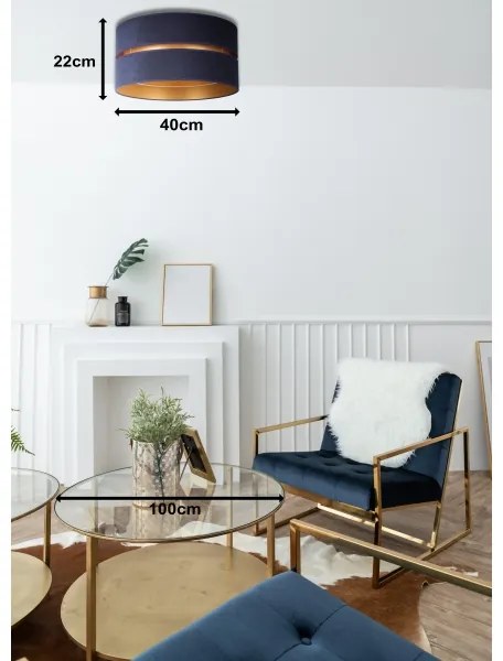 Plafonieră Duolla DUO 1xE27/15W/230V d. 40 cm albastru/auriu