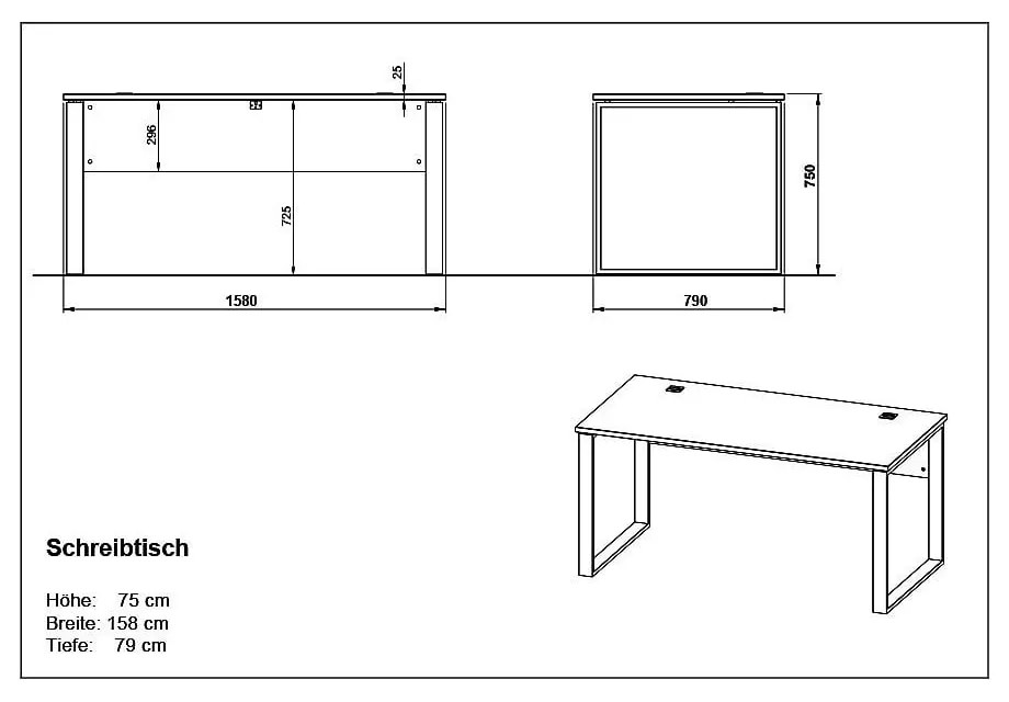 Birou cu aspect de stejar 158x79 cm Lioni - Germania