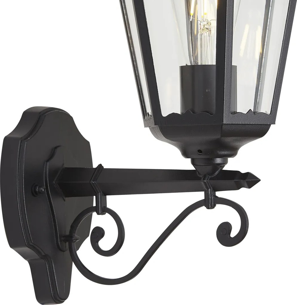 Lampă clasică de perete neagră cu cupru IP44 - Havana