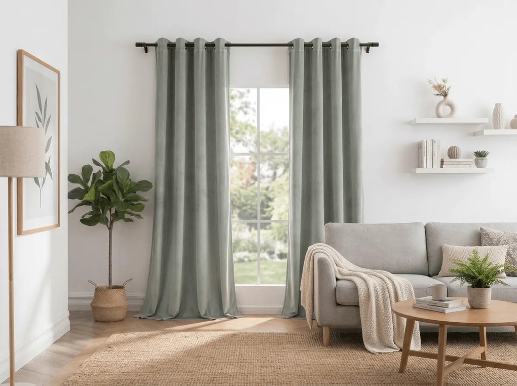 Draperie opaca DREAM VELVET 140x250 cm, gri Agatat: Inele metalice