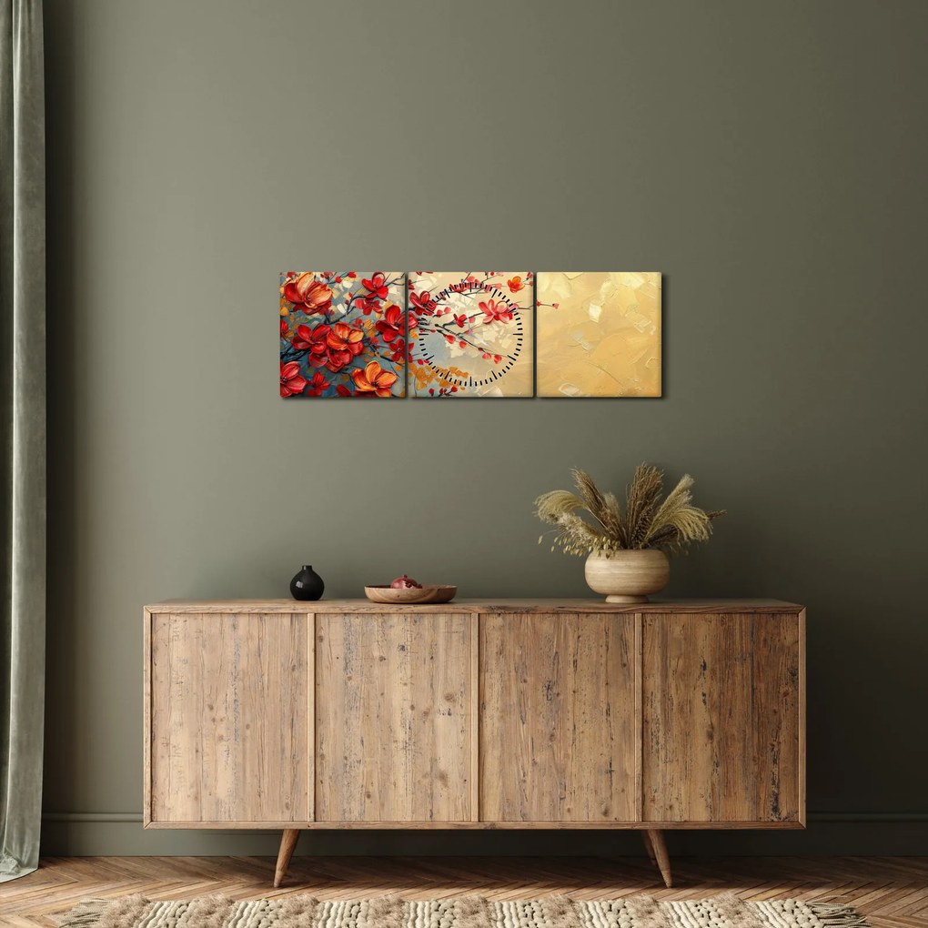 Tablou - Copac înflorit (cu ceas) (90x30 cm)
