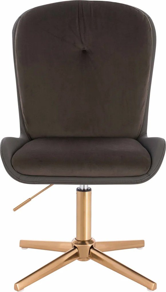 HR690CROSS Scaun Velvet&amp;soft Piele Pu Ciocolată/Cafea Bază Aurie