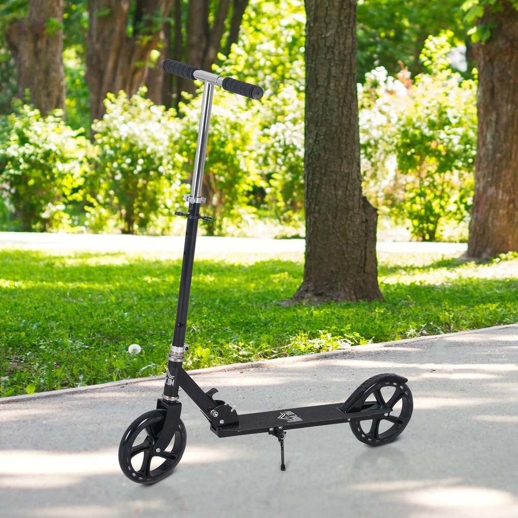 HOMCOM Trotinetă Pliabilă pentru Copii de 7-14 Ani Scuter Infantil Ghidon Ajustabil în Înălțime de 4 Nivele cu Frână 88x37x75-100 cm Negru | Aosom Romania