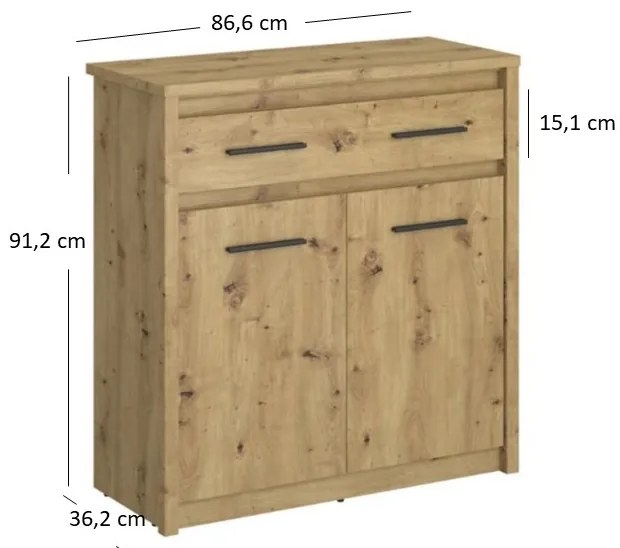 Comodă Andra 2D1S (Stejar artisan). 1052742