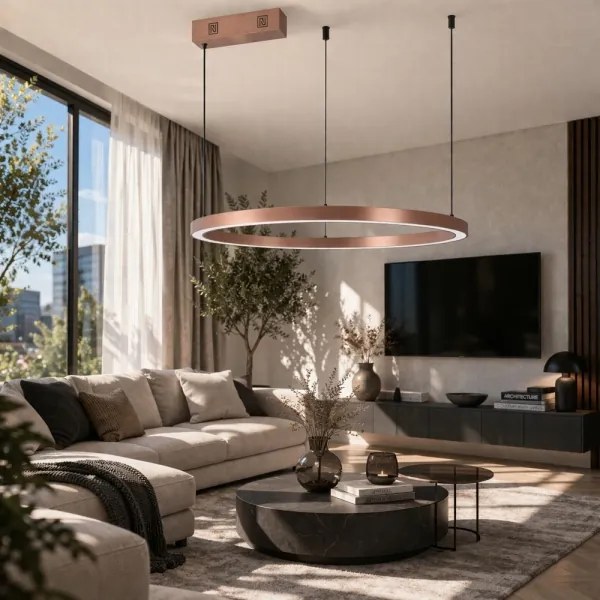 Immax NEO 07327L - Lustru LED dimabil pe cablu FINO 55W/230V 80 cm roz auriu Tuya+telecomandă