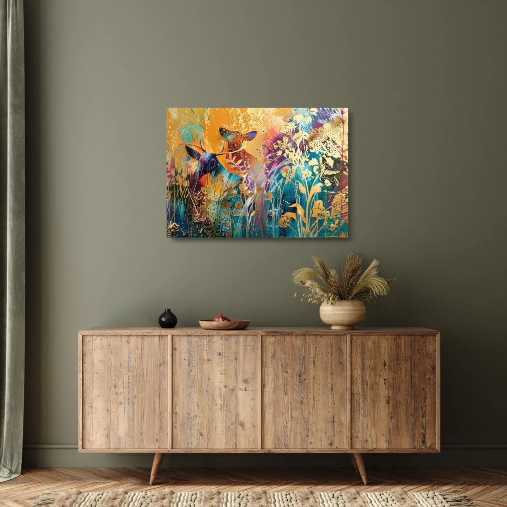 Tablou pe sticlă - Pictura abstractă a naturii (70x50 cm)