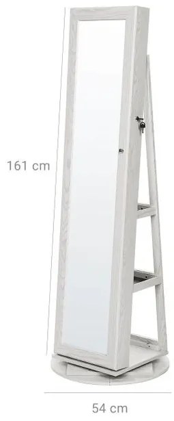 OGA1 - Oglinda caseta de bijuterii, 54 cm, dulap, dulapior cu picioare dormitor, dressing - Alb