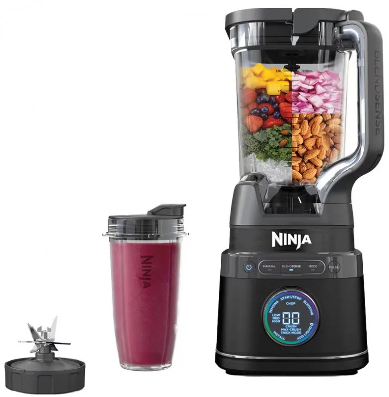 Blender Ninja Detect Power Pro & Single Serve TB301EU, 1200W, 2.1L, 10 viteze + Puls, BlendSense, Torque Detect, Timer, Ingredient Recognition, Negru