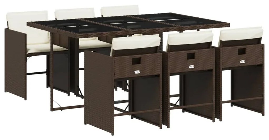 3211089 vidaXL Set mobilier de grădină cu perne, 7 piese, maro, poliratan