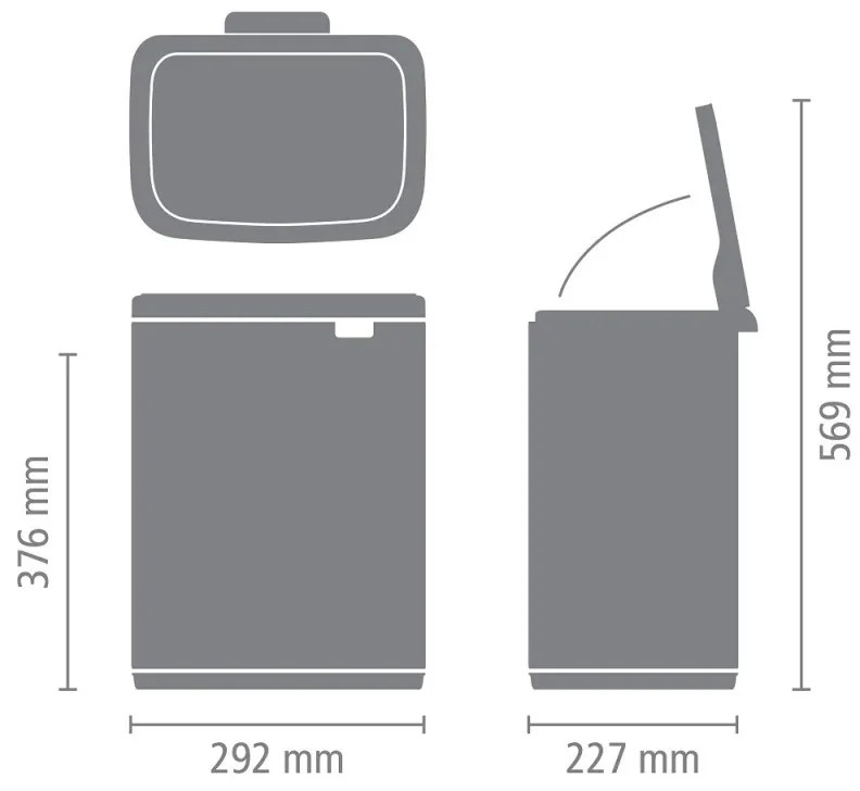 Cos de gunoi Brabantia Bo Small 1006637, 12 L, Deschidere silentioasa si lina, Baza antiderapanta, Albastru deschis